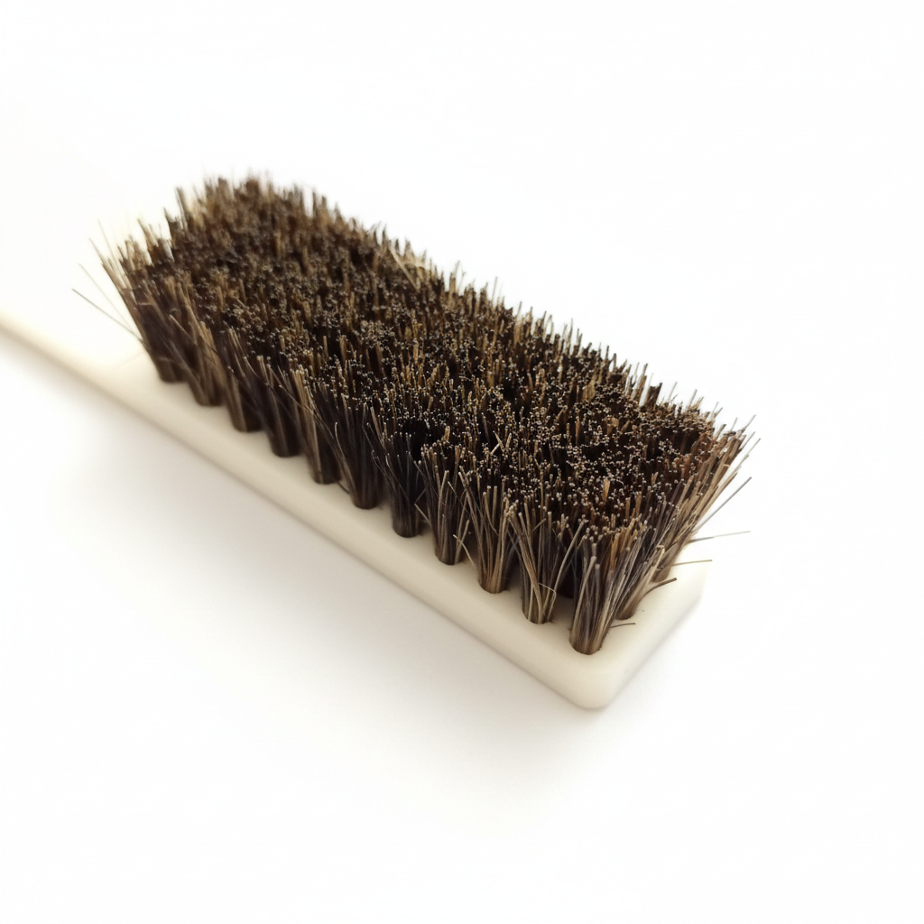 Kit de cepillo para escalada de cerdas naturles junto con clip de liberación rápida.